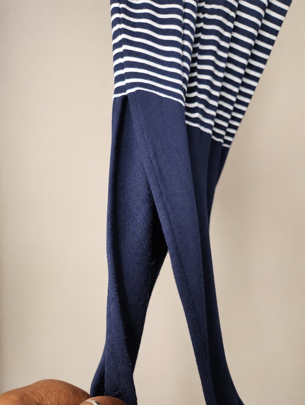 Talbots Preppy Navy White Striped Modal Maxi Dress Drawstring Waist L - Picture 8 of 15